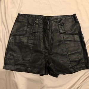 H&M black leather shorts